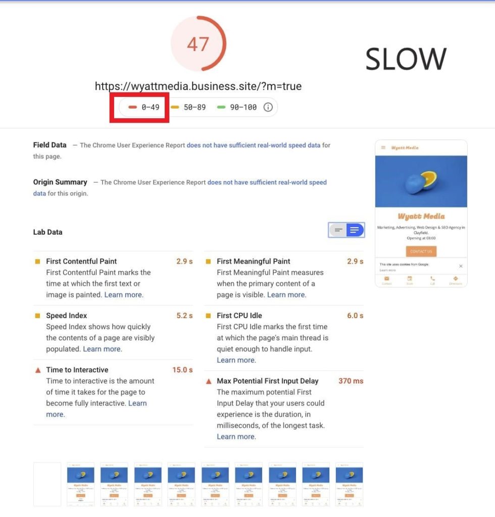 Google Business Site - Slow Page on Lighthouse Audit