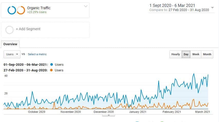 Hunter Coast Painting Google Analytics Organic Traffic Screenshot by Firewire Digital